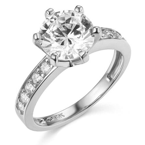 14K White Gold Cubic Zirconia Engagement Ring