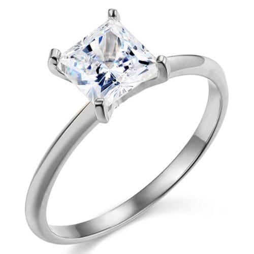14K White Gold Cubic Zirconia Engagement Ring