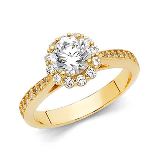 14K Yellow Gold Cubic Zirconia Engagement Ring