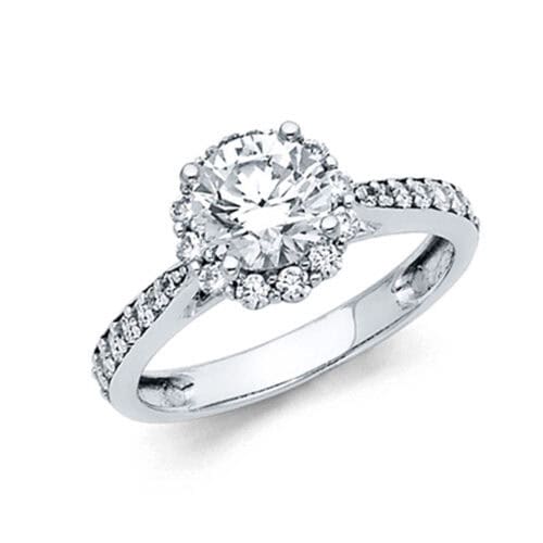 14K White Gold Cubic Zirconia Engagement Ring