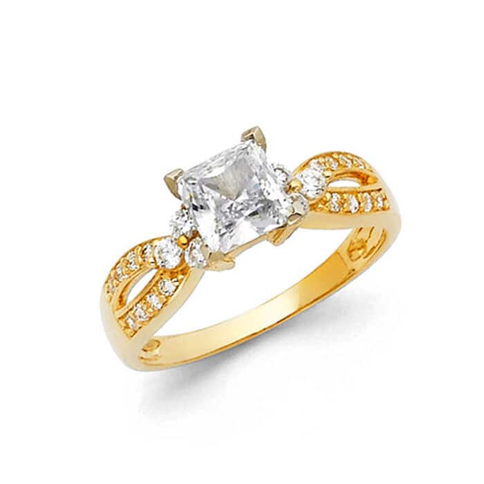 14K Yellow Gold Cubic Zirconia Engagement Ring