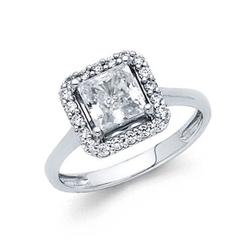 14K White Gold Cubic Zirconia Engagement Ring