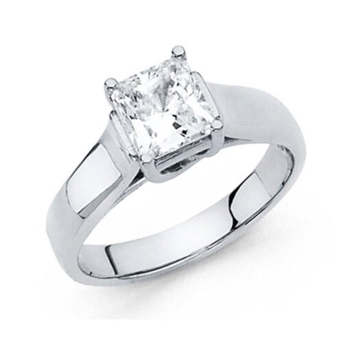 14K White Gold Cubic Zirconia Engagement Ring