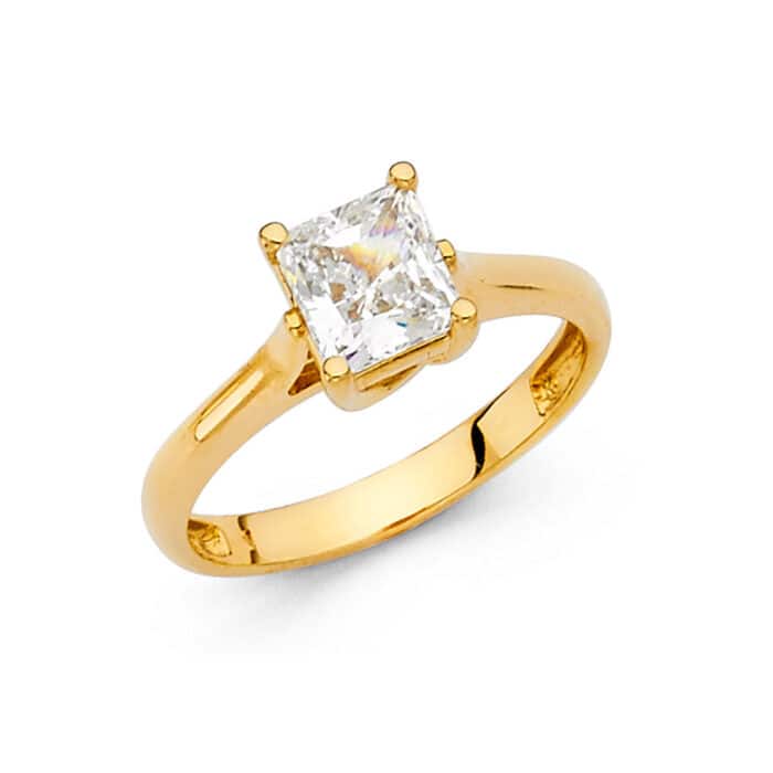 14K Yellow Gold Cubic Zirconia Engagement Ring