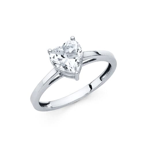 14K White Gold Cubic Zirconia Engagement Ring