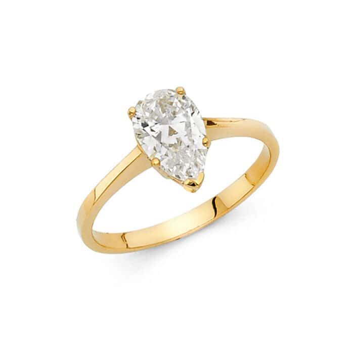 14K Yellow Gold Cubic Zirconia Engagement Ring