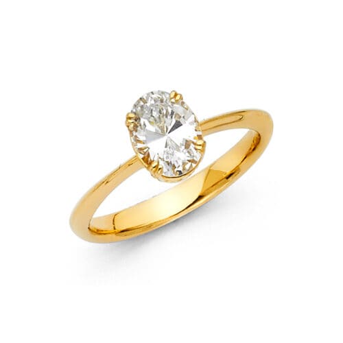 14K Yellow Gold Cubic Zirconia Engagement Ring