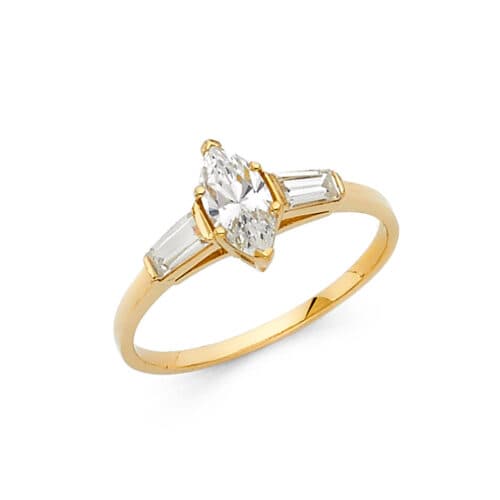 14K Yellow Gold Cubic Zirconia Engagement Ring