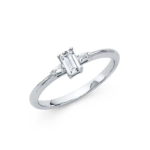 14K White Gold Cubic Zirconia Engagement Ring