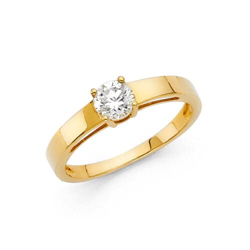 14K Yellow Gold Cubic Zirconia Engagement Ring