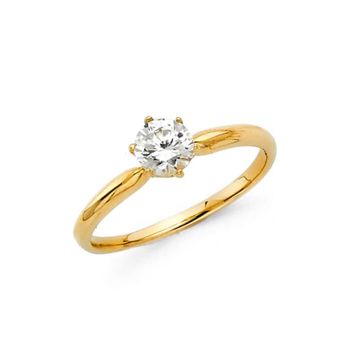14K Yellow Gold Cubic Zirconia Engagement Ring