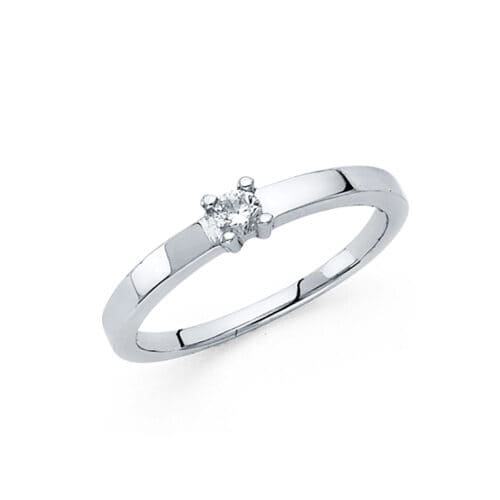 14K White Gold Cubic Zirconia Engagement Ring