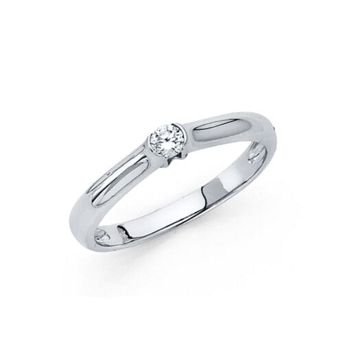 14K White Gold Cubic Zirconia Engagement Ring
