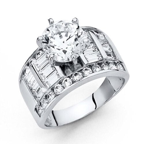14K White Gold Cubic Zirconia Engagement Ring
