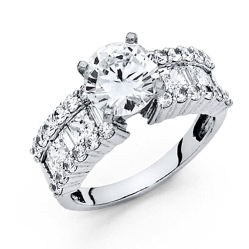 14K White Gold Cubic Zirconia Engagement Ring