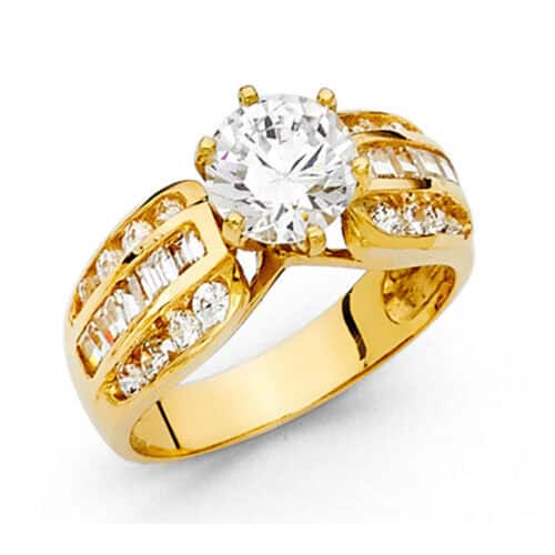 14K Yellow Gold Cubic Zirconia Engagement Ring