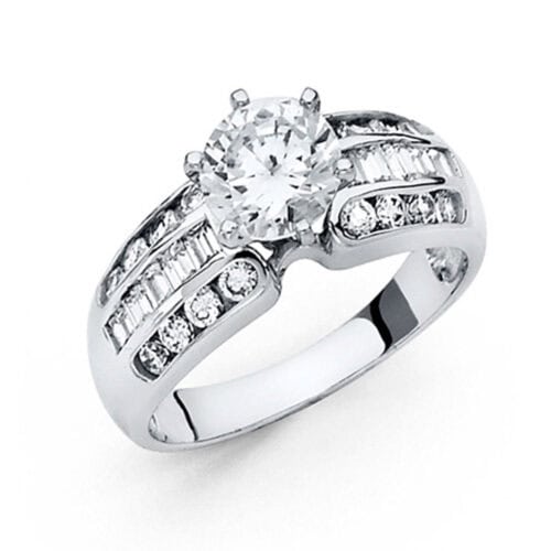 14K White Gold Cubic Zirconia Engagement Ring
