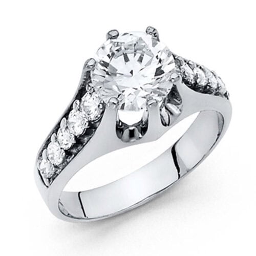 14K White Gold Cubic Zirconia Engagement Ring