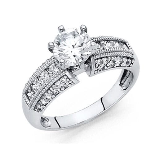 14K White Gold Cubic Zirconia Engagement Ring