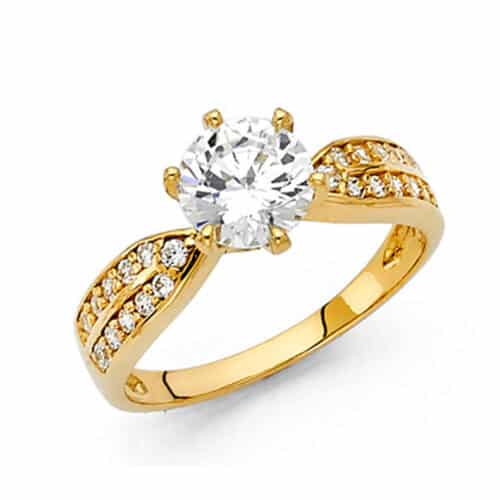 14K Yellow Gold Cubic Zirconia Engagement Ring