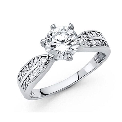 14K White Gold Cubic Zirconia Engagement Ring