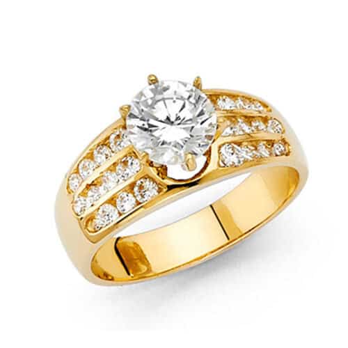 14K Yellow Gold Cubic Zirconia Engagement Ring