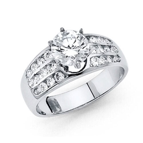 14K White Gold Cubic Zirconia Engagement Ring