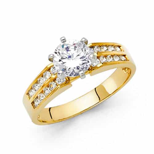 14K Yellow Gold Cubic Zirconia Engagement Ring