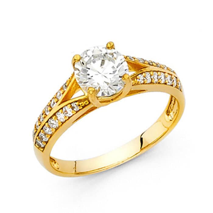 14K Yellow Gold Cubic Zirconia Engagement Ring
