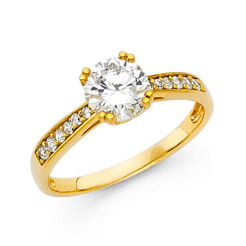 14K Yellow Gold Cubic Zirconia Engagement Ring