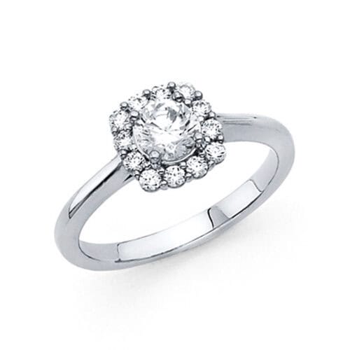 14K White Gold Cubic Zirconia Engagement Ring