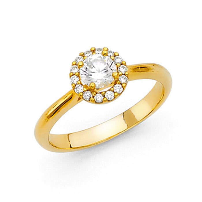 14K Yellow Gold Cubic Zirconia Engagement Ring