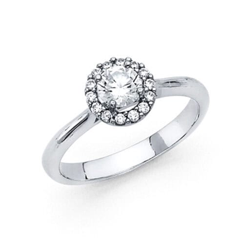 14K White Gold Cubic Zirconia Engagement Ring