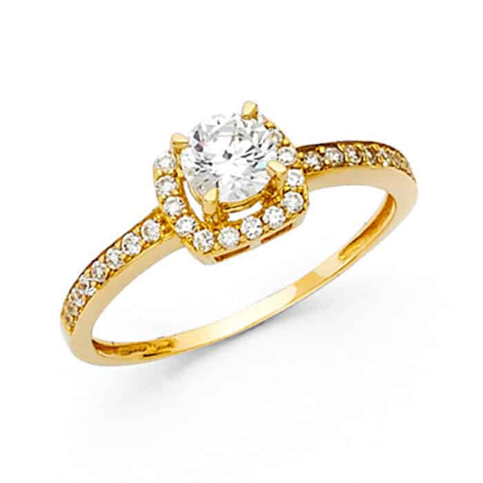 14K Yellow Gold Cubic Zirconia Engagement Ring