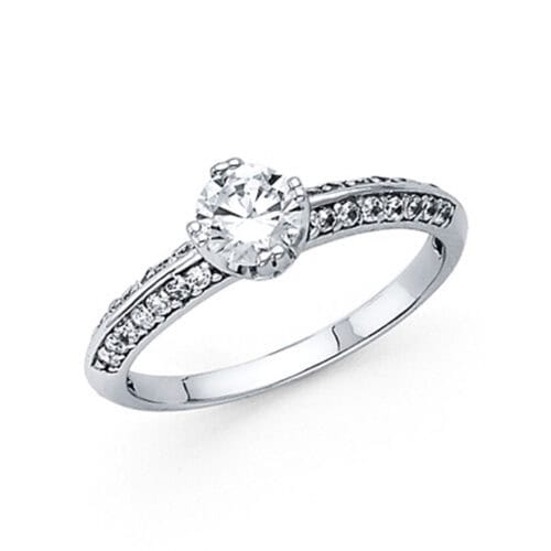 14K White Gold Cubic Zirconia Engagement Ring
