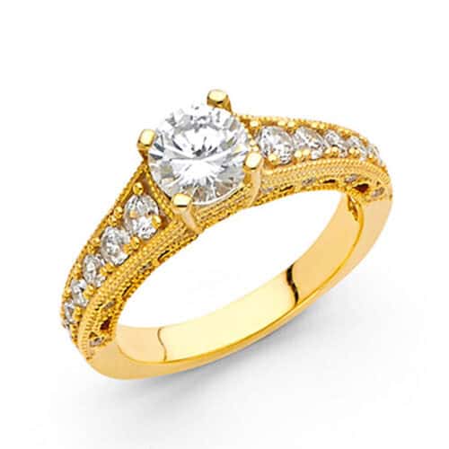 14K Yellow Gold Cubic Zirconia Engagement Ring