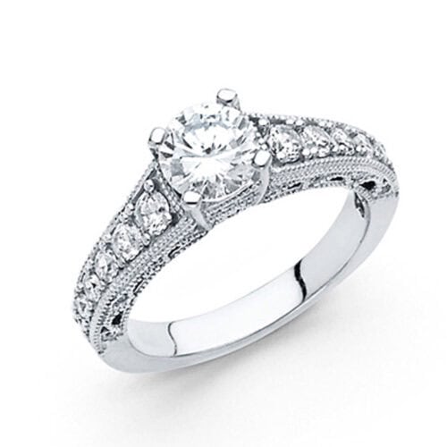 14K White Gold Cubic Zirconia Engagement Ring