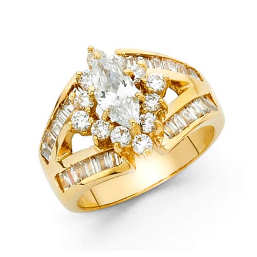 14K Yellow Gold Cubic Zirconia Engagement Ring