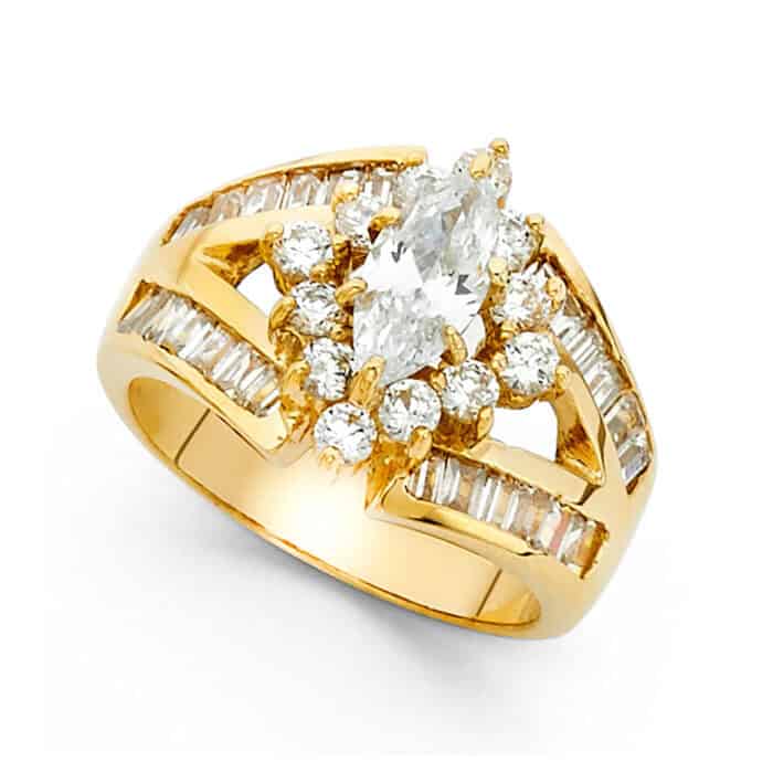 14K Yellow Gold Cubic Zirconia Engagement Ring - Image 2