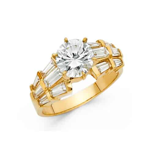 14K Yellow Gold Cubic Zirconia Engagement Ring