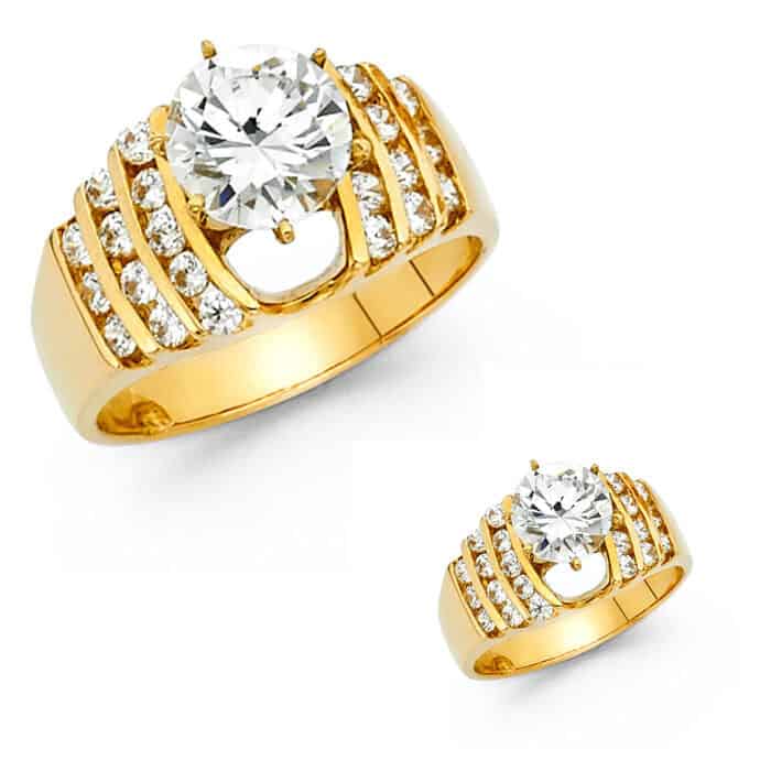 14K Yellow Gold Cubic Zirconia Engagement Ring - Image 3