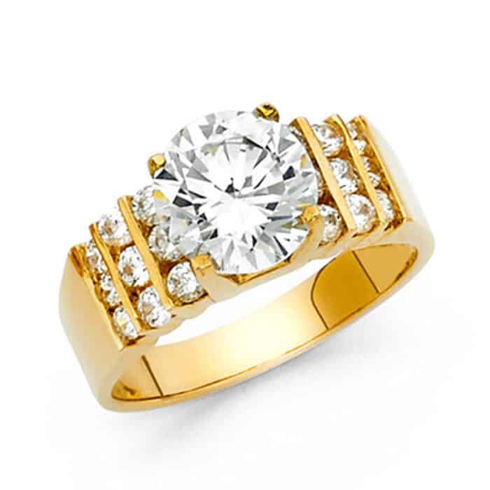 14K Yellow Gold Cubic Zirconia Engagement Ring