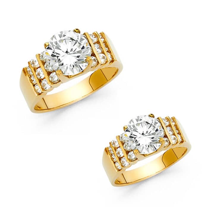 14K Yellow Gold Cubic Zirconia Engagement Ring - Image 2