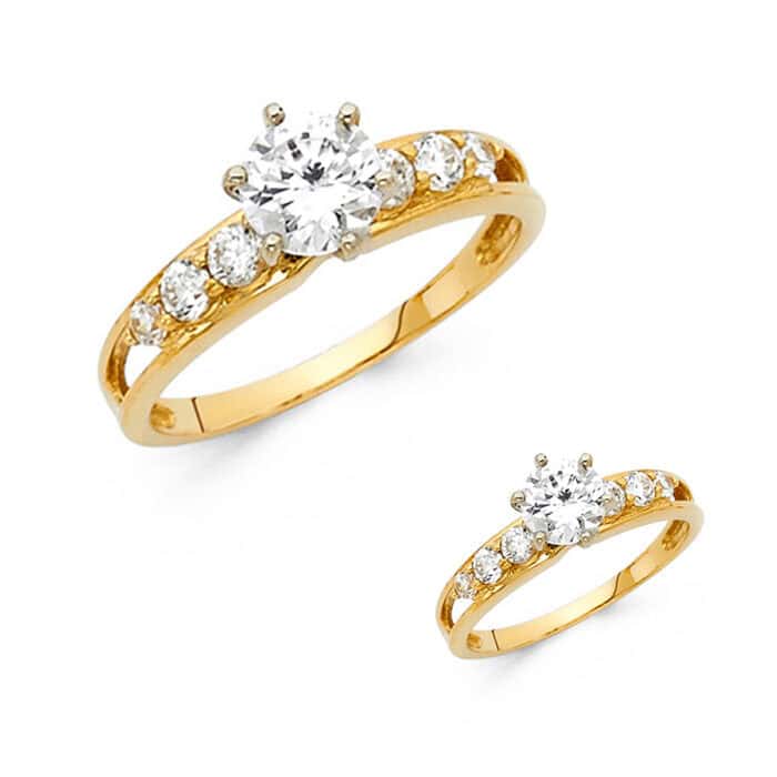 14K Yellow Gold Cubic Zirconia Engagement Ring - Image 2