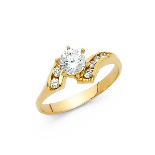 14K Yellow Gold Cubic Zirconia Engagement Ring