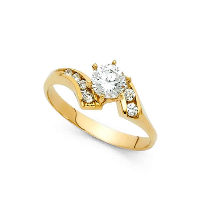 14K Yellow Gold Cubic Zirconia Engagement Ring - Image 2