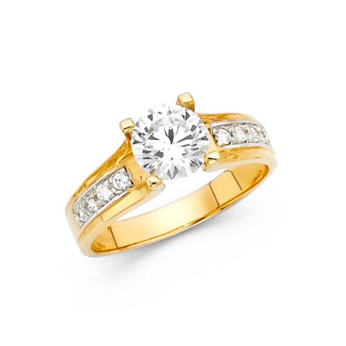14K Yellow Gold Cubic Zirconia Engagement Ring