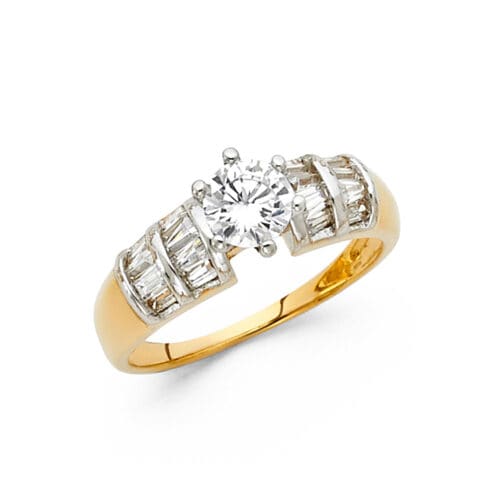 14K Yellow Gold Cubic Zirconia Engagement Ring
