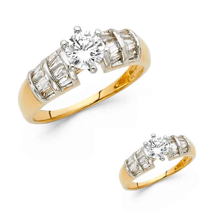 14K Yellow Gold Cubic Zirconia Engagement Ring - Image 3