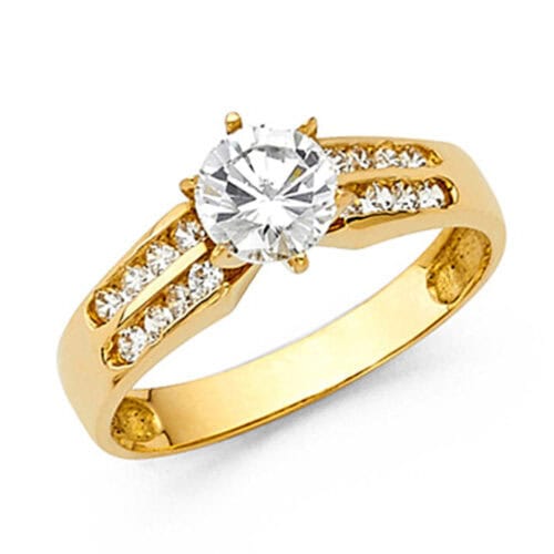 14K Yellow Gold Cubic Zirconia Engagement Ring